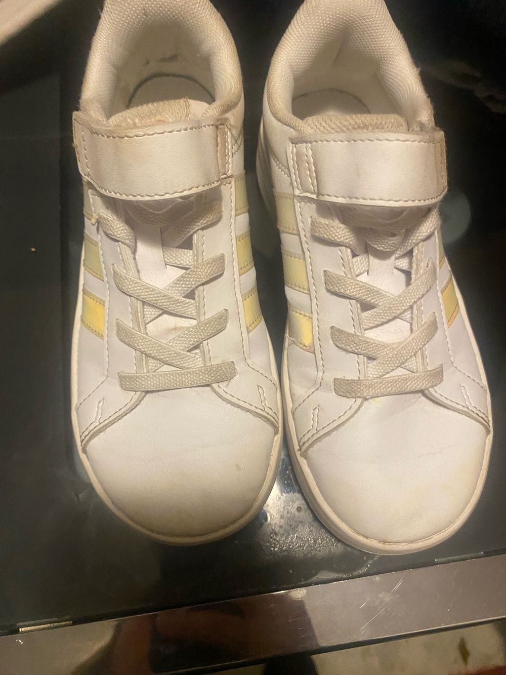 White and Yellow Kids Velcro Sneakers